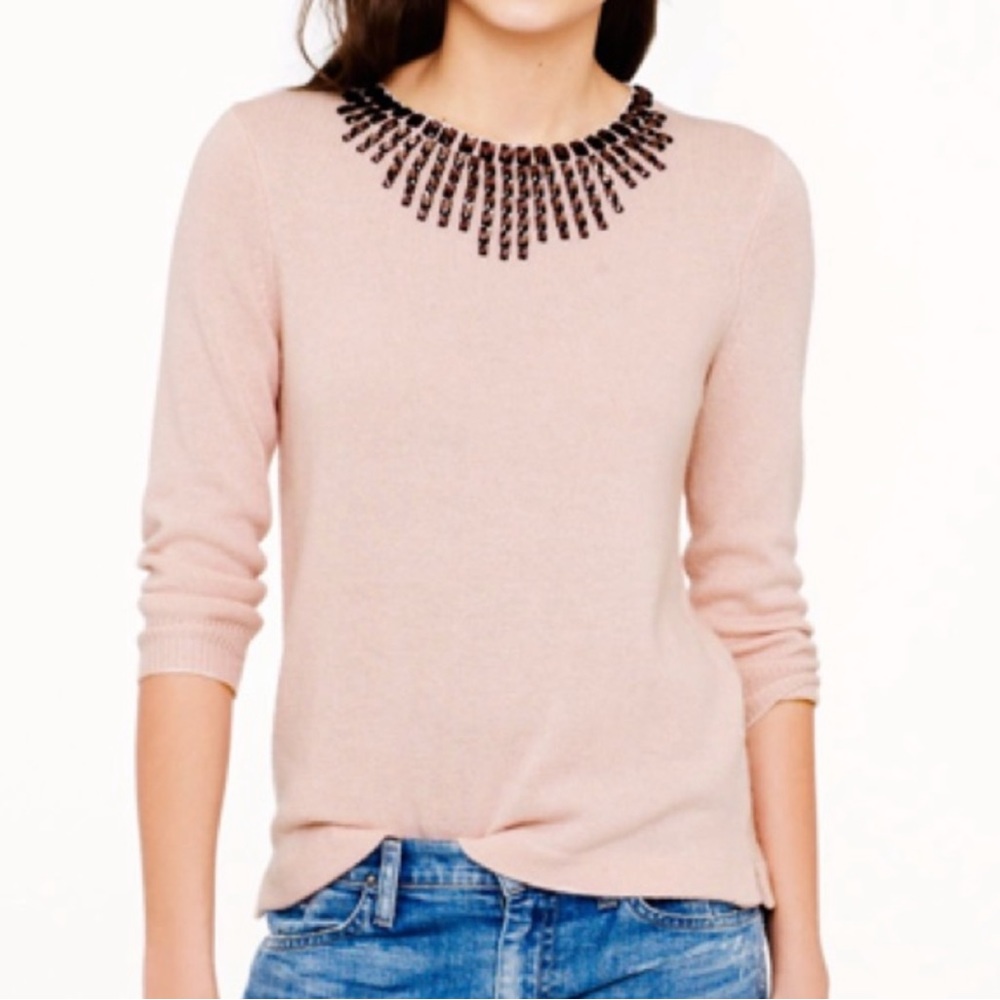 J. Crew - Blush Pink Jeweled Starburst Sweater